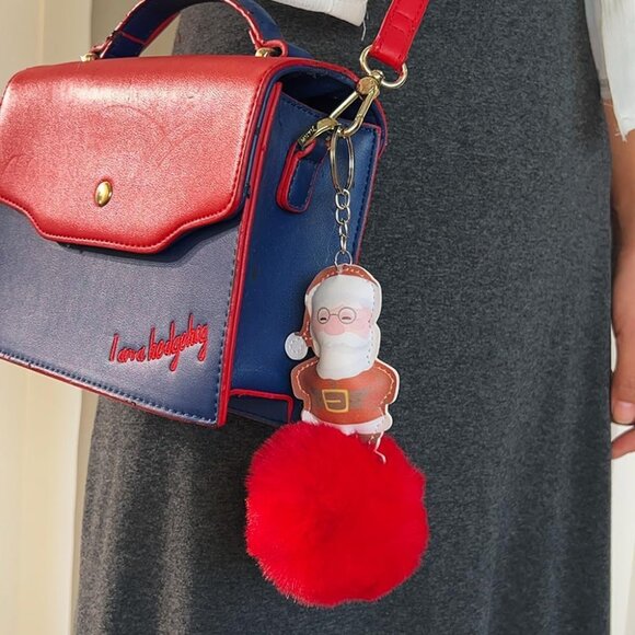 Christmas Santa Claus Plush Ball Keychain Bag New Year Xmas Party Gift ideas - Picture 3 of 4